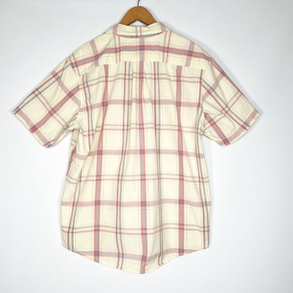 Abercrombie & Fitch Men Muscle Short Sleeve Button-up Shirt Yellow Pink Blue - Picture 6 of 8